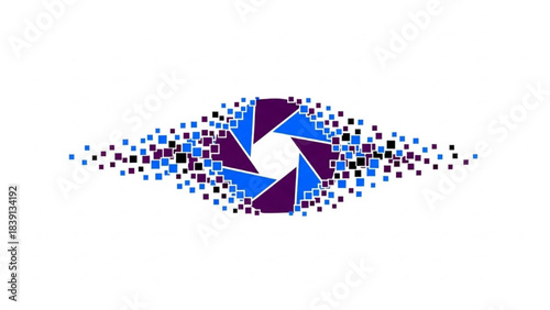 Digital pixel shutter eye vision logo