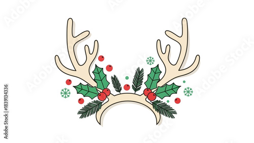 Festive Holiday Costume Accessory Headpiece Line Art Vector