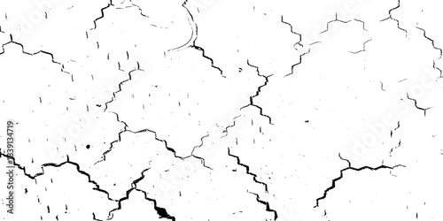 Crack and scratched grunge dust wall urban background texture vector. crack cement wall texture. black textured grainy cracked ground lines isolated on white. distressed overlay grainy texture.