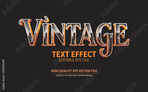 Vintage editable text effect featuring old Victorian text style, perfect for retro designs, classic branding, decorative artwork, posters, invitations, packaging, signage, elegant typography, and crea