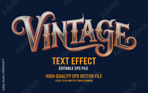Vintage editable text effect featuring old Victorian text style, perfect for retro designs, classic branding, decorative artwork, posters, invitations, packaging, signage, elegant typography, and crea