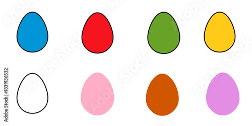 Set of colorful Easter eggs on transparent background