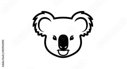 Cute Koala Bear Head Outline Illustration.