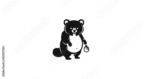 Cute Tanuki Character Holding a Coin.