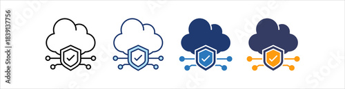 Secure Cloud Icon Set Multiple Style Collection