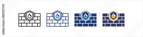 Firewall Icon Set Multiple Style Collection