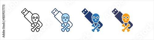 Usb Threat Icon Set Multiple Style Collection