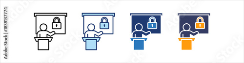 Security Training Icon Set Multiple Style Collection