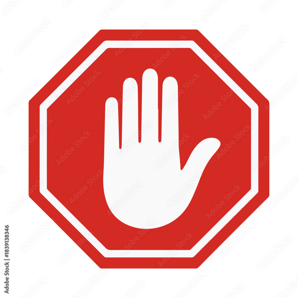 Obraz premium red stop hand warning icon