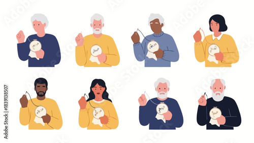 Diverse People of All Ages and Races Holding Cute Cartoon Baby Dolls with Angel Wings Concept of Parenthood Love and Hope