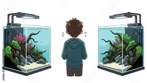 Hesitant Home Aquarium Enthusiast Contemplating Two Distinct Aquascape Designs
