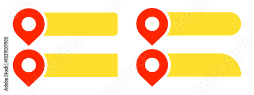 Set of red and yellow pin text tag icons
