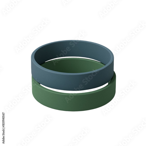 3D Render of Two Blank Silicone Wristbands Mockup