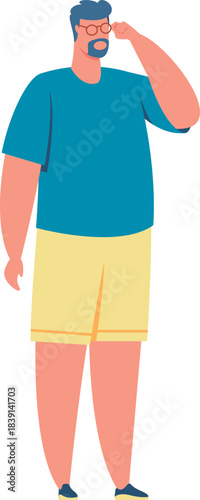 Man adjusting eyeglasses expressing vision and clarity