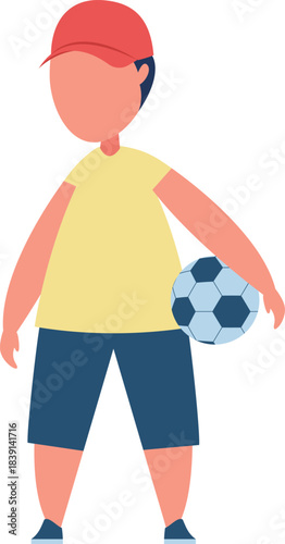 Boy holding soccer ball ready for play