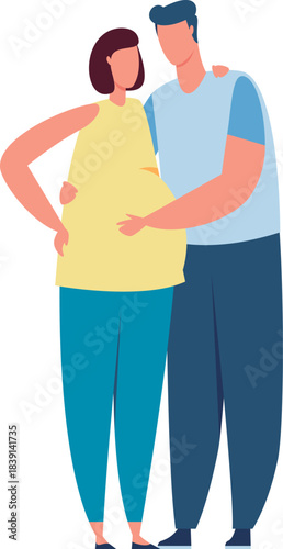 Expecting couple embracing pregnancy journey together