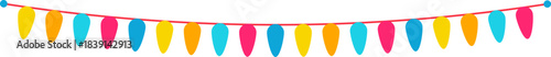 Colorful party garland stringing festive teardrop flags