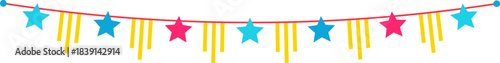Colorful star garland decorating a festive party celebration