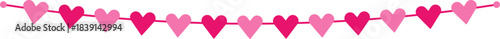 Pink heart garland banner decorating celebration and love