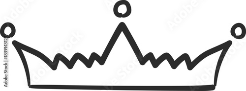 Hand drawn black crown doodle icon concept