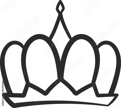 Crown hand drawn doodle style outlining royalty