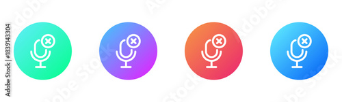 Microphone Off Icon Gradient Multiple Style Vector Illustration 
