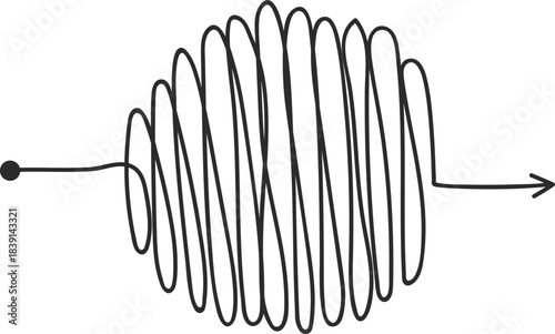 Line navigating through complex problem solving path