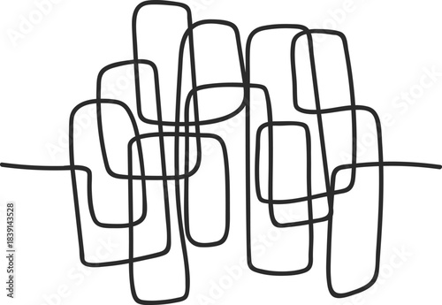 Abstract black continuous line art pattern creating connection