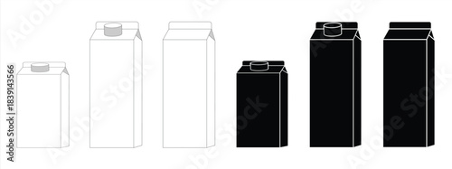 Vector juice milk cardboard package mockup set