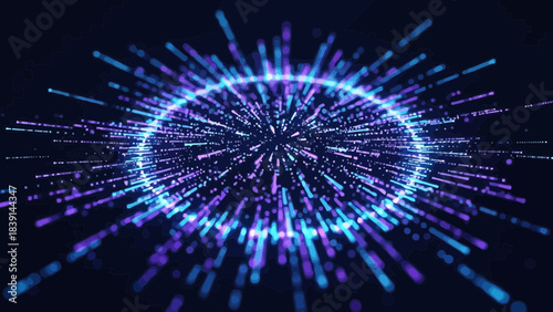Cybernetic Circle: A vibrant display of digital information pulsates with energy, forming a mesmerizing circular pattern that embodies the essence of the digital era.
