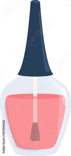 Pink nail polish bottle with applicator brush inside