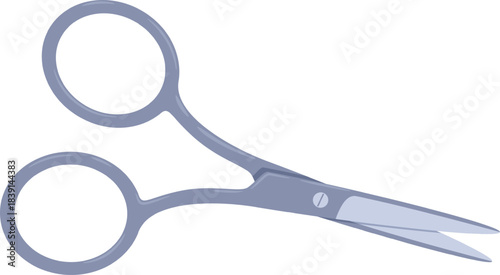 Small metal scissors with open blades for cutting
