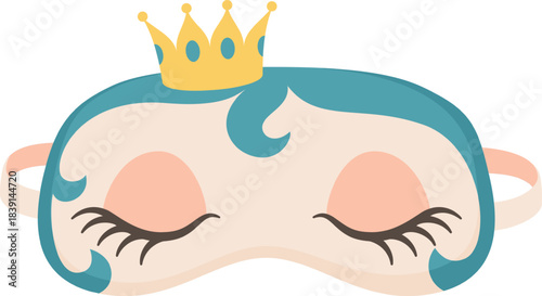 Princess sleeping mask with crown illustration for sweet dreams