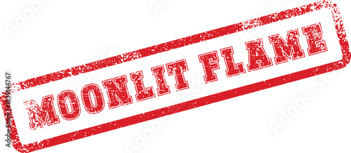 Moonlit Flame Red Rubber Stamp Impression with Distressed Texture for Brand Labeling