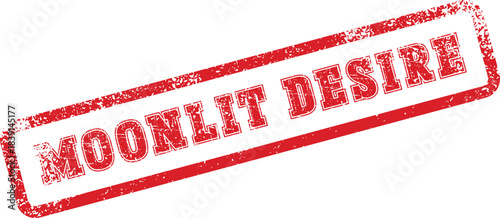 Distressed red rubber stamp featuring the phrase Moonlit Desire in bold capital letters
