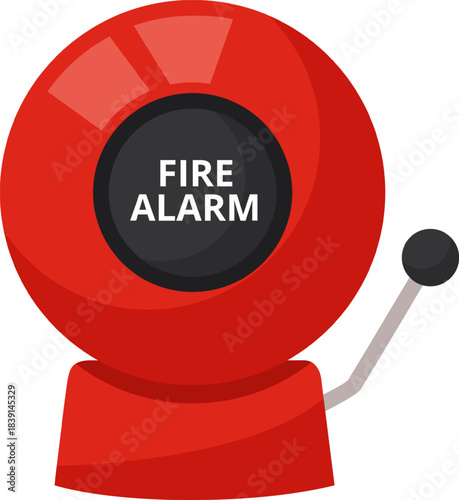 Red fire alarm bell signaling emergency alert