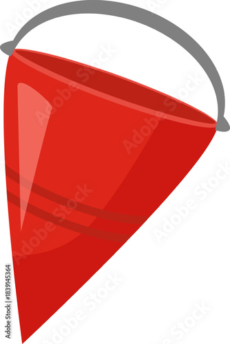 Red conical fire bucket protecting safety at work