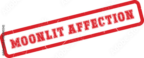 A distressed red rubber stamp bears the tender phrase Moonlit Affection with classic texture