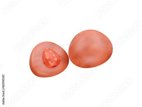 strawberry mochi icon 3d illustration render