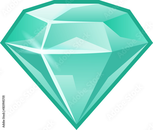 Turquoise diamond gem representing value and success