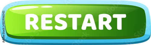 Green restart button for computer software game menu design