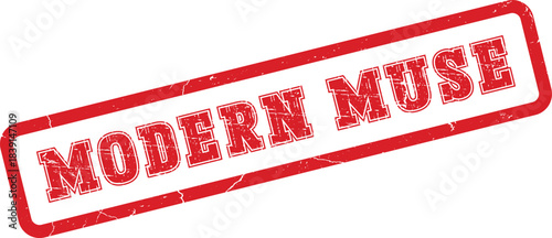 Vibrant Red Modern Muse Distressed Rubber Stamp Inspiring Creativity and Artistic Expression