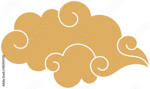 Golden asian style cloud flowing pattern element