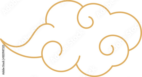 Golden stylized Asian cloud representing traditional culture and fortune