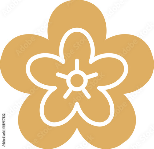 Japanese plum blossom flat vector icon art