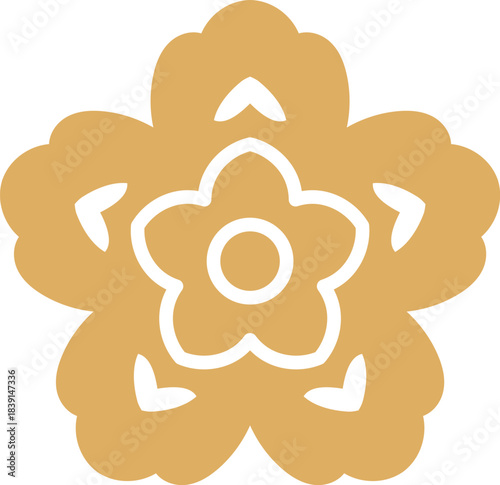 Golden five petal flower symbol representing nature