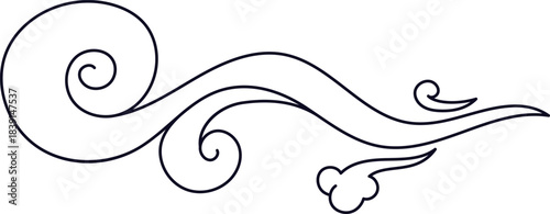 Stylized Asian cloud scroll pattern line art