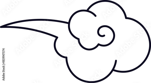 Stylised cloud graphic with an accelerating trailing effect