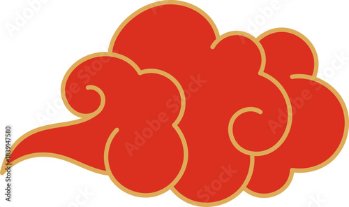 Red and gold auspicious cloud representing Asian good fortune
