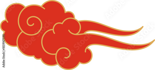 Red and gold oriental auspicious clouds design